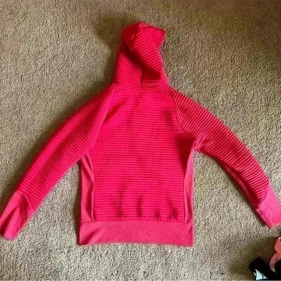 Brooks Womens Size XS Fly-By Hoodie Pink Full Zip Raglan Sleeve Pockets Ribbed - Picture 5 of 5